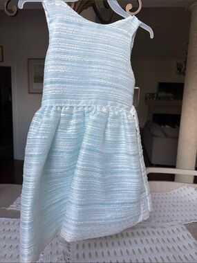 Sky Blue Textured Sleeveless Kids Dress